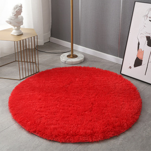 Tapis rond moderne en peluche, couleur unie verte, pour salon, chambre à coucher, décoration de sol, nettoyage facile, compatible aspirateur - Product Image 2