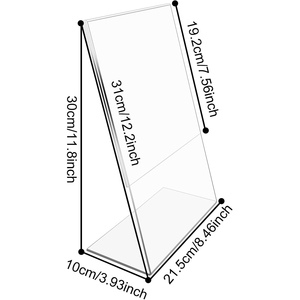 Transparent 3mm <b>Thick</b> Modern A5 Size Slanted L Shape Acrylic Table Paper Insert Menu <b>Card</b> Sign Holder - Product Image 2