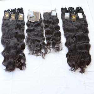 Raw Indian Temple Wefted HD Transparent pour Lace Frontal Closure Pré-collé Curly Wavy Loose Deep Human Hair Extensions Natural - Product Image 3
