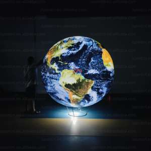 2m 3m 4m balon PVC raksasa kedap udara balon bumi Logo kustom bumi tiup besar dengan lampu Led - Product Image 2