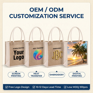 Sacs fourre-tout promotionnels en <span class=keywords><strong>jute</strong></span> bicolore personnalisés en gros pour mariage, avec logo sur mesure - Product Image 5