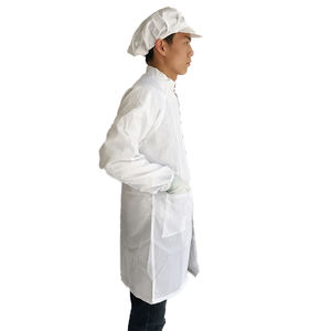 5mmストライプホワイトスタンドカラージッパークリーンルームスモックガウン帯電防止ラボコート<span class=keywords><strong>ESD</strong></span>安全服 - Product Image 2