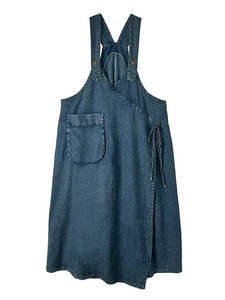 <span class=keywords><strong>Vestido</strong></span> de Mezclilla Lavado Retro de Talla Grande para <span class=keywords><strong>Mujer</strong></span>, Estilo Veraniego, <span class=keywords><strong>Vestido</strong></span> Largo Holgado Informal con Tirantes Estilo Occidental - Product Image 2