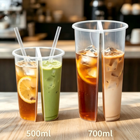 Gobelets Boba en plastique PP 2-en-1 personnalisables avec logo, pour thé aux perles, thé au lait et desserts