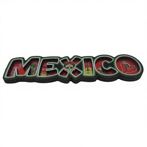 Aimants souvenirs en bois MDF à impression feuille d'aluminium double couche promotionnels pour le Mexique - Product Image 4
