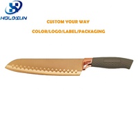 Antislip handvat 8 inch roestvrijstalen Japanse Santoku-mes met roségouden titanium afwerking voor gebruik in de keuken