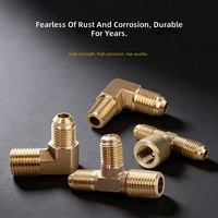 Fitting Flare Kuningan 45 Derajat UNF Male Thread, Sambungan Elbow & Tee 90 Derajat untuk Pipa Tembaga Refrigeran AC