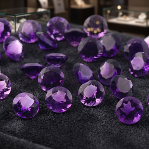 Aigue-marine naturelle, pierre précieuse non montée, taille brillant ronde, couleur violet, pierre calibrée pour la fabrication de bijoux, pierre de naissance de février - Product Image 4