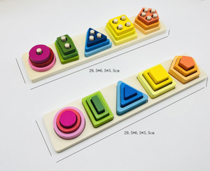 Forma de madeira Geometria Match <span class=keywords><strong>Stacking</strong></span> Tower Classificando DIY Building <span class=keywords><strong>Block</strong></span> Game Criança Montessori Brinquedos Educativos Para Crianças Meninos Meninas - Product Image 6