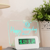 Jam Alarm Suhu Led Desktop Promosi, Jam Hadiah Papan Pesan Daun Led Elektronik Digital LCD