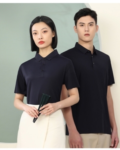 Polo à manches courtes pour homme, couleur unie, boutons, longueur normale, style décontracté, tissu en coton tissé respirant, tissu Oxford - Product Image 1