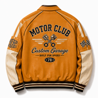 Blouson en cuir vintage pour homme, personnalisable avec broderie, style moto, bomber de course, patchs Letterman – Usine de vêtements OEM ODM