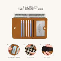 Dompet Pendek Wanita Unisex Kulit PU Fashion Terbaru Tahan Air, Tempat Kartu Mini, Dompet Koin, Penutup Kancing, Lapisan Poliester, Rantai