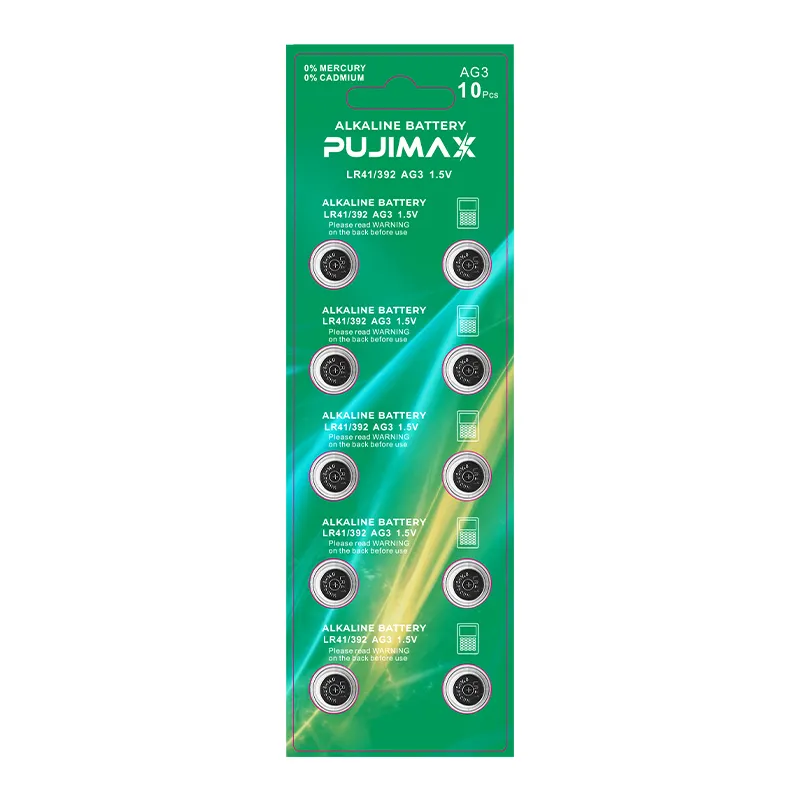 Fujimax paket baterai Tombol LR41, baterai asli AG3 192 L736 1.5V tombol Alkaline untuk jam Digital, jam mainan mobil 10 buah