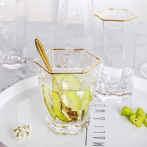 Verre à vin en verre avec marteau Hexagonal, transparent, de couleur Champagne, jus de fruits, bord en or, Logo <span class=keywords><strong>personnalisé</strong></span>, <span class=keywords><strong>gobelet</strong></span> de vin Vintage - Product Image 4