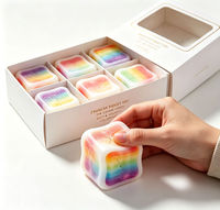 Cube de cire craquelable arc-en-ciel, jouet sensoriel anti-stress souple avec noyau en TPR