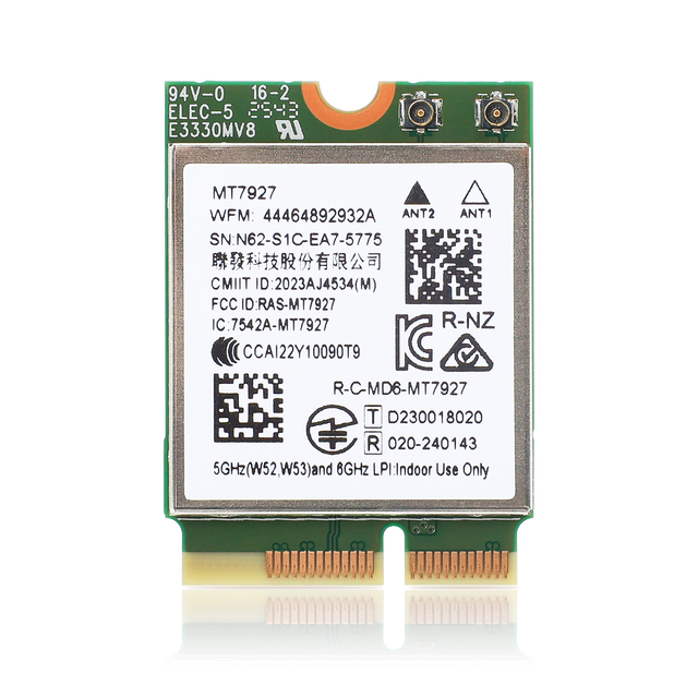 MediaTek MT7927 WiFi 7 Bluetooth 5.4 Tri Band M.2 2230 Module 5764Mbps for Laptop Desktop PC