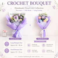 Handgefertigter Gehäkelter Rosen-Lilien-Strauß, Blumen-Geschenkset für Valentinstag, Abschlussfeier, Muttertag, Heimdekoration