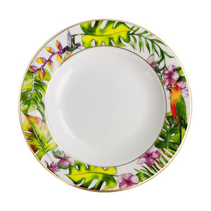 Tropical Rainforest 4pcs Plates <b>Dinnerware</b> Ceramic Bird and Plant Glazed Colored Ceramic Charger Plates Dinner Setsg - Product Image 3