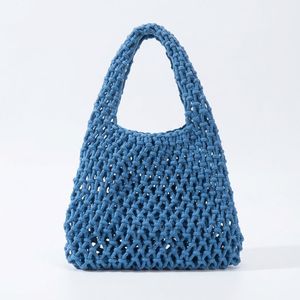 Bolso de Ganchillo Metálico con Logotipo Personalizado, Bolso de Hombro de Algodón Hecho a Mano con Diseño de Cuadrados de Abuela para Mujer, para Viajes de Verano a la Playa - Product Image 1