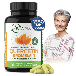 Capsule de Quercétine Pure à 98% avec Bromélaïne, Antioxydant, Végétalienne, pour la Santé Respiratoire, avec Zinc et Vitamine - Product Image 1