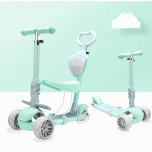 Nuevo Modelo de 3 en 1 multi-función de scooter de niños/CE scooter de niños con asiento/venta al por mayor de 3 ruedas scooter para niños con luz led
