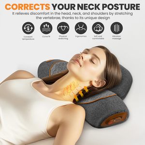 Almohada Masajeadora 3 en 1 para Estiramiento de Cuello Alivio del Dolor de Tejido Profundo y Corrector de Joroba Cervical con Calefacción para Tracción - Product Image 5