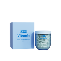 Bouteille en verre colorée personnalisée de 250 ml et flacon de 50 ml pour capsules de suppléments NAD et capsules de suppléments oculaires, ensemble portable pour l'emballage