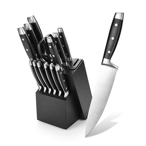 Ensemble <span class=keywords><strong>de</strong></span> couverts complets classiques <span class=keywords><strong>de</strong></span> 14 pièces, ensemble <span class=keywords><strong>de</strong></span> couteaux <span class=keywords><strong>de</strong></span> cuisine en acier inoxydable avec bloc <span class=keywords><strong>noir</strong></span> - Product Image 1