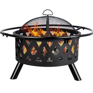 Braciere da Esterno Moderno in Metallo Red Mountain Valley 30'' per Legna, 2-in-1 con Grande Schermo Antifiamma e Copri Braciere per Patio e Campeggio - Product Image 1
