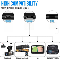 Cargador de Coche con Cable de 12V-24V a 5V USB Tipo-C para DVR, Detector de Radar, Purificador de Aire y Cámara para Coche