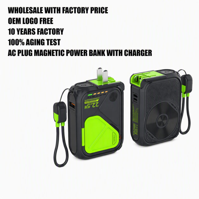6 in 1 Multifunction Power Bank 10000mAh with 22.5W PD QC3.0 Travel Charger Fast Charging 18W for iPhone Built-in Cable