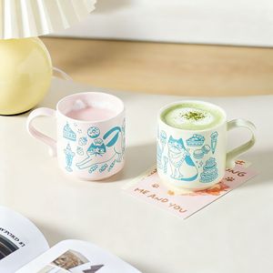 แก้วเซรามิคลายแมวพร้อมหูจับ ชุดแก้วกาแฟสำหรับสำนักงาน ของขวัญ แก้วเดี่ยว - Product Image 1