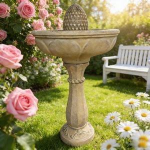 Fontaine à oiseaux en résine solaire résistante aux intempéries, antique, faite à la main, avec installation facile - Product Image 4