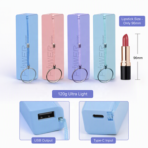 Batterie externe 2600mAh, mini chargeur porte-clés, powerbank promotionnel, couleurs macaron, type C, téléphone portable, portable, logo personnalisé, OEM, ODM - Product Image 2
