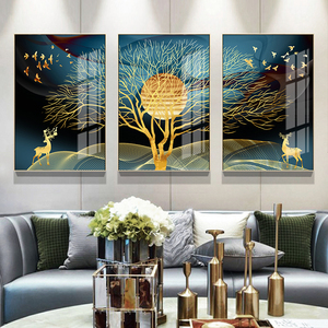 <span class=keywords><strong>Cuadro</strong></span> Decorativo Abstracto <span class=keywords><strong>Dorado</strong></span> con Ciervo, Árbol y Pájaro, Lienzo, Pósteres Nórdicos e Impresiones, Cuadros Decorativos para Sala <span class=keywords><strong>de</strong></span> Estar, Decoración del Hogar - Product Image 2
