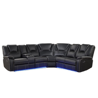 Bande lumineuse LED personnalisée modulaire sectionnel canapé inclinable manuel éponge canapé ensemble 2 porte-gobelets Console centrale salon