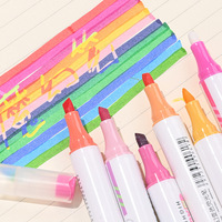 Surligneur Magique Fluorescent 6 Couleurs Changeantes, Pointe Biseautée, Non Effaçable, Multicolore, pour Étudiants, École et Bureau, Couleurs Bonbon