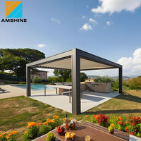 12 ft X 22 ft. OEM Pergola Modern Dış Mekan Biyoklimatik Su Geçirmez Alüminyum Motorlu Panjurlu Pergola Veranda