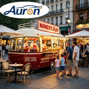 Camión de Comida Móvil Retro Auron, Acero Inoxidable y Fibra de Vidrio, para Hot Dogs y Papas Fritas, Resistente a la Oxidación, Uso en Exteriores, Nuevo, Venta al Por Mayor - Product Image 1