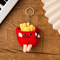 Porte-clés en peluche super doux et créatif, motif frites et hamburger, en coton PP, idéal pour les breloques de sac à dos des couples