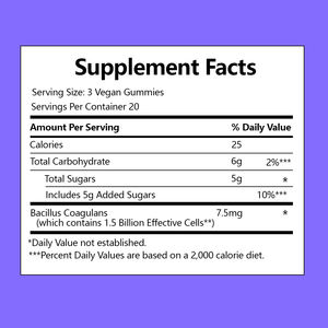Bacillus coagulans อาหารเสริมสูตรมังสวิรัติสำหรับผู้หญิงเยลลี่ไบโอติกสำหรับผู้ใหญ่ - Product Image 2