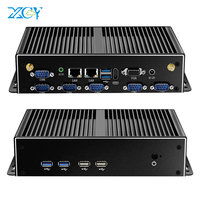 Mini PC Industrial sin ventilador Core I3 i5 i7 Project 2 LAN RJ45 6 COM RS232 6 USB Soporte de pantalla dual Computadora de escritorio de la AES-NI