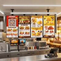 Panneau de menu LED lumineux à ouverture rapide pour publicité de restaurant de restauration rapide, boîte à lumière LED suspendue au plafond, panneau de menu éclairé par LED