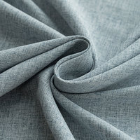 Tela de Cortina Transparente con Aspecto de Lino 100% Poliéster, Tela para Cortinas Gris Azul que Filtra la Luz, Venta al por Mayor