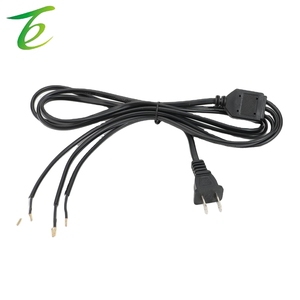 Kabel daya steker AC Stdard satu to tiga Americ, kabel colokan Amerika dua inti, kawat tembaga murni tembaga Bare Tail hitam - Product Image 2