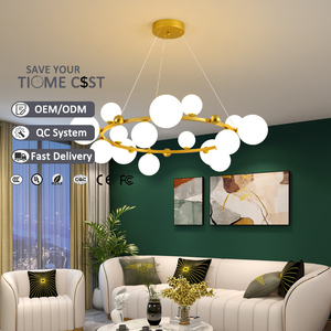 Lustre Moléculaire Transfrontalier Magic Bean, <span class=keywords><strong>Suspension</strong></span> LED Globe en <span class=keywords><strong>Verre</strong></span>, Noir/Doré, Style Nordique Minimaliste de Luxe pour Salon - Product Image 1
