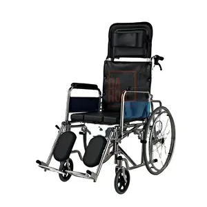 Kursi Tidur Lipat Kursi Roda Berbaring Mewah dengan Commode untuk Orang Tua