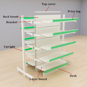 Estanterías Metálicas para Supermercados, Resistentes, Perforadas, Tipo Góndola, para Exhibición de Snacks y Alimentos, de <span class=keywords><strong>Segunda</strong></span> <span class=keywords><strong>Mano</strong></span> - Product Image 2