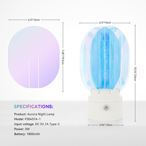 Lámpara Nocturna <span class=keywords><strong>Aurora</strong></span> RGB Regulable, Luz de Noche Recargable de 1800 mAh, Proyector de Atmósfera con Ondas de Agua de Cristal para Ayudar a Dormir - Product Image 3
